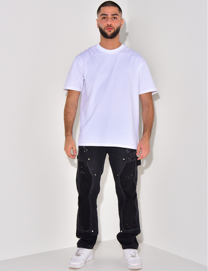 Jeans destroy à empiècements et tâches de peinture Jeans destroy à empiècements et tâches de peinture