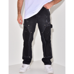 Jeans destroy à empiècements et tâches de peinture Jeans destroy à empiècements et tâches de peinture