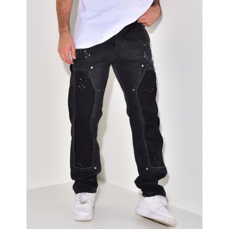 Jeans destroy à empiècements et tâches de peinture Jeans destroy à empiècements et tâches de peinture