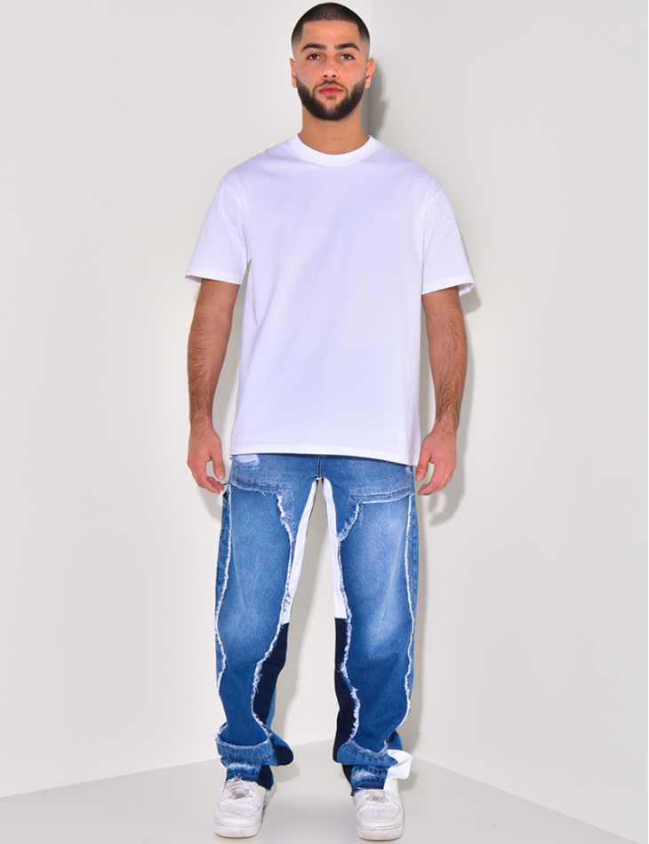 Jeans coupe droite à empiècements Jeans coupe droite à empiècements