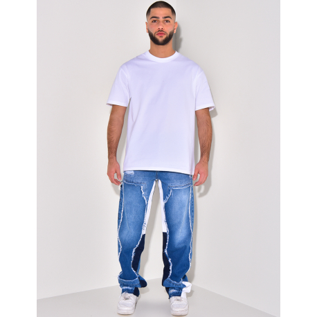 Jeans coupe droite à empiècements Jeans coupe droite à empiècements