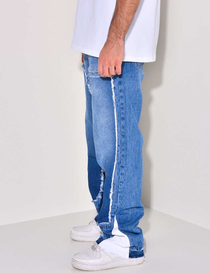 Jeans coupe droite à empiècements Jeans coupe droite à empiècements