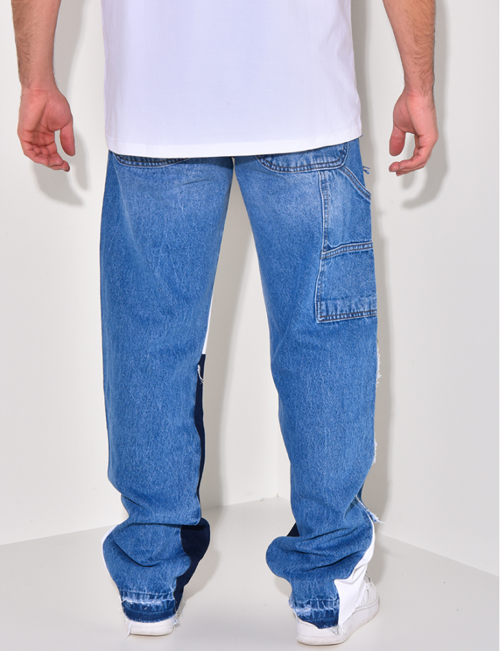 Jeans coupe droite à empiècements Jeans coupe droite à empiècements