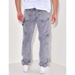 Jeans avec empiècements à motifs en relief