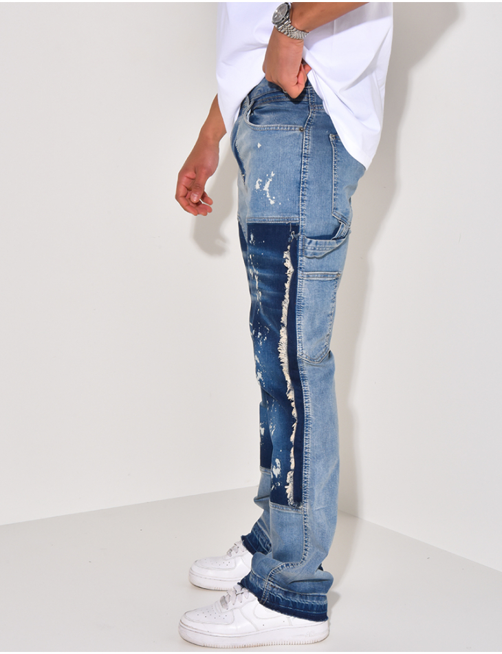 Jeans à empiècements et tâches de peinture Jeans à empiècements et tâches de peinture