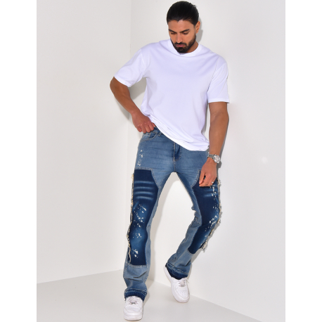 Jeans à empiècements et tâches de peinture Jeans à empiècements et tâches de peinture