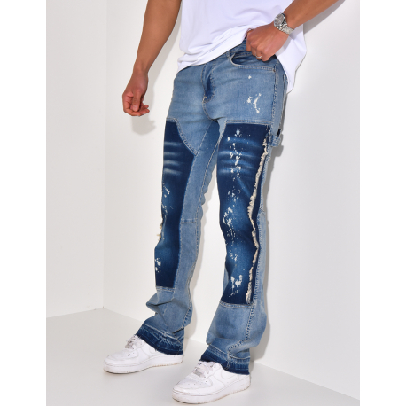 Jeans à empiècements et tâches de peinture Jeans à empiècements et tâches de peinture