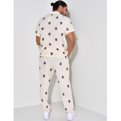 Ensemble en lin pantalon et chemise à motifs