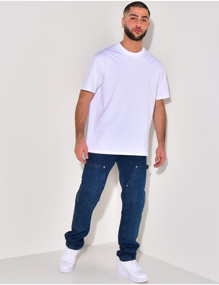 Jeans avec empiècements à motifs en relief Jeans avec empiècements à motifs en relief