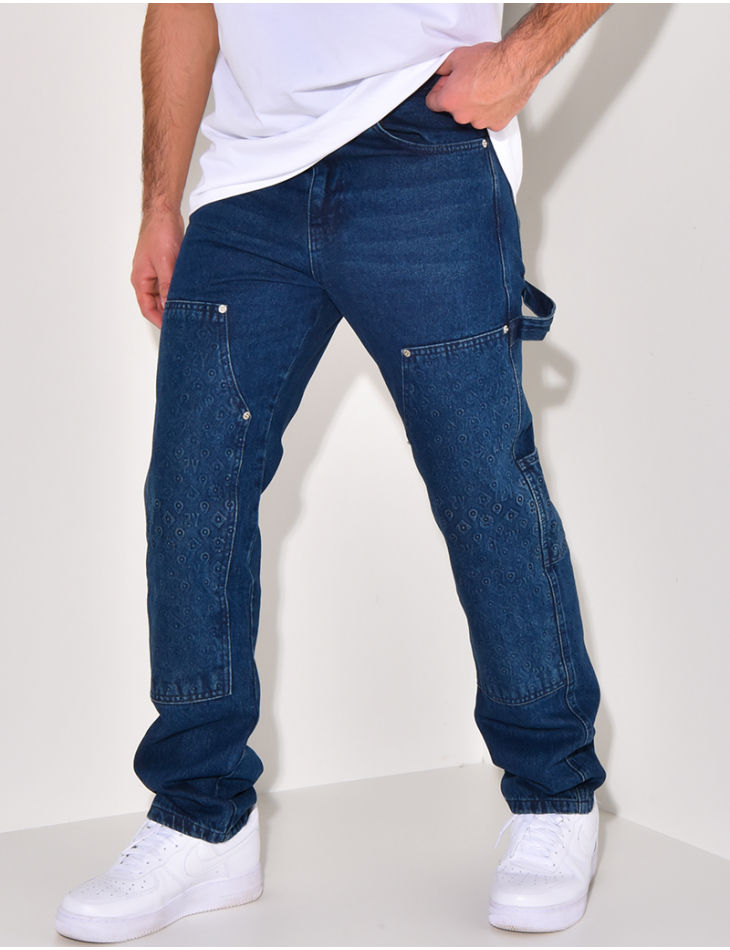 Jeans avec empiècements à motifs en relief Jeans avec empiècements à motifs en relief