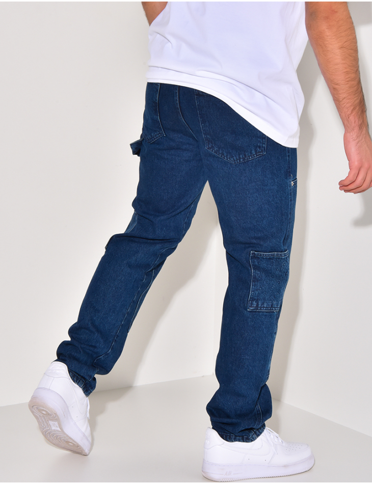 Jeans avec empiècements à motifs en relief Jeans avec empiècements à motifs en relief