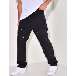 Jeans avec empiècements à motifs en relief