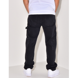 Jeans avec empiècements à motifs en relief