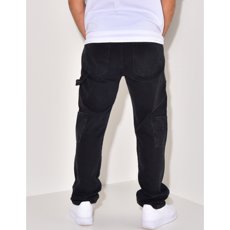 Jeans avec empiècements à motifs en relief