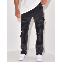 Jeans à empiècements et tâches de peinture Jeans à empiècements et tâches de peinture
