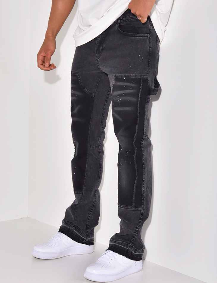Jeans à empiècements et tâches de peinture Jeans à empiècements et tâches de peinture