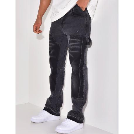 Jeans à empiècements et tâches de peinture Jeans à empiècements et tâches de peinture