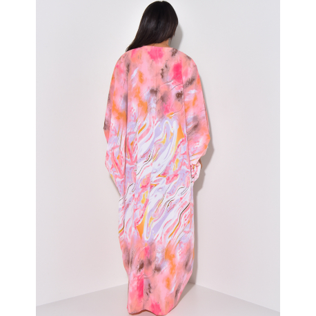 Abaya ample à motifs imprimés & broderies Abaya ample à motifs imprimés & broderies