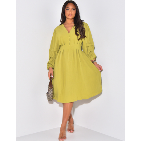 Textured fitted mid-length dress