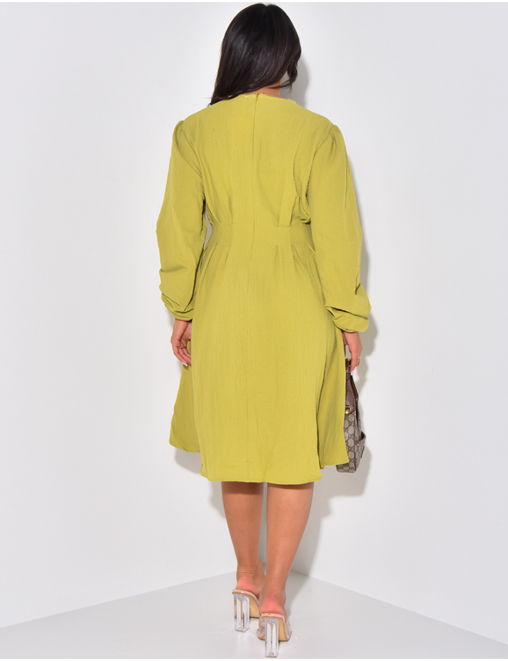 Textured fitted mid-length dress