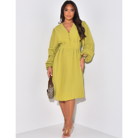 Textured fitted mid-length dress