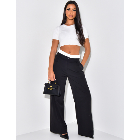 Straight-fit tailored trousers with contrast lining