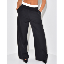 Straight-fit tailored trousers with contrast lining Straight-fit tailored trousers with contrast lining