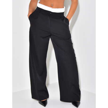 Straight-fit tailored trousers with contrast lining Straight-fit tailored trousers with contrast lining