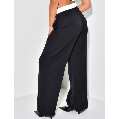 Straight-fit tailored trousers with contrast lining Straight-fit tailored trousers with contrast lining