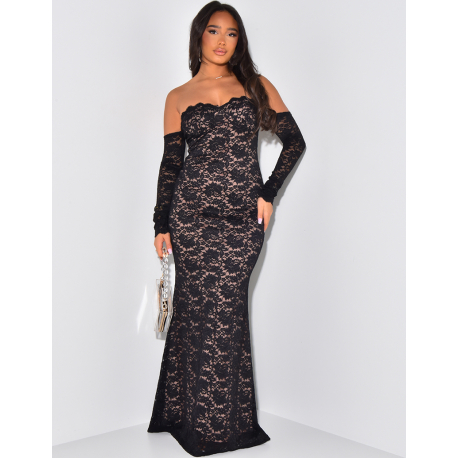 Long lace corset dress with long sleeves