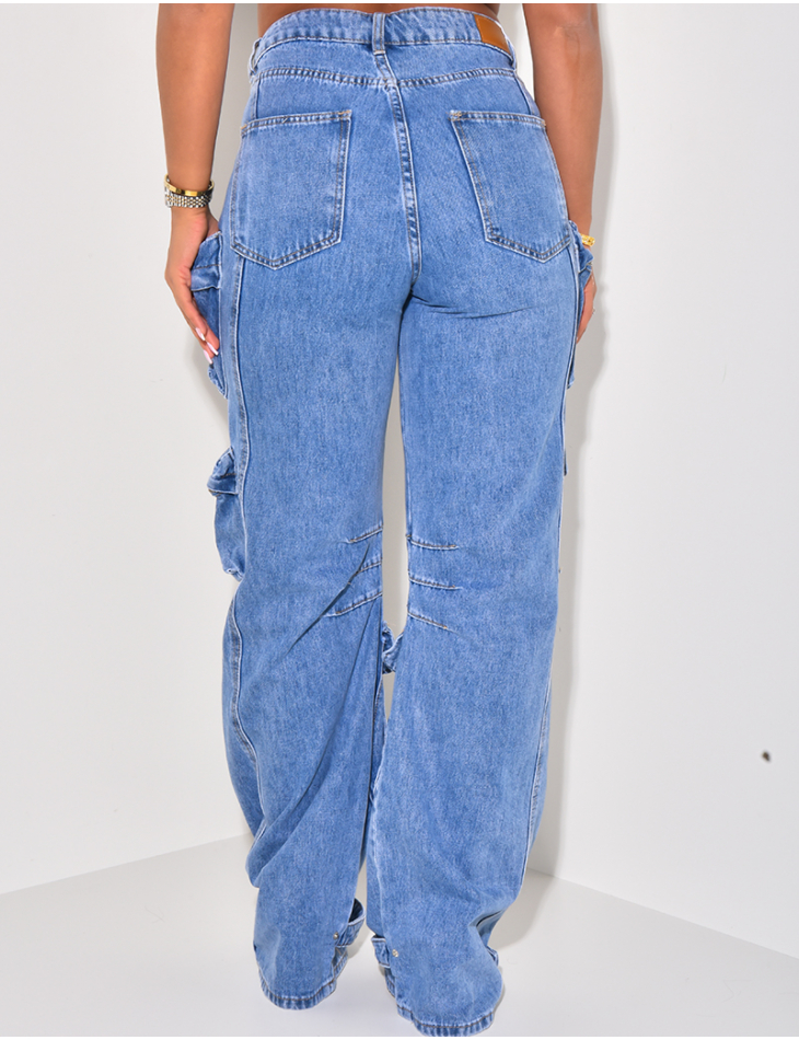 jeans coupe large à poches effet cargo jeans coupe large à poches effet cargo