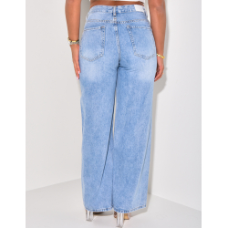 Jeans taille haute coupe large