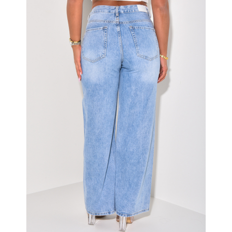 Jeans taille haute coupe large