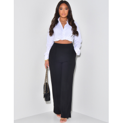 Pantalon de tailleur droit à bandes  Pantalon de tailleur droit à bandes