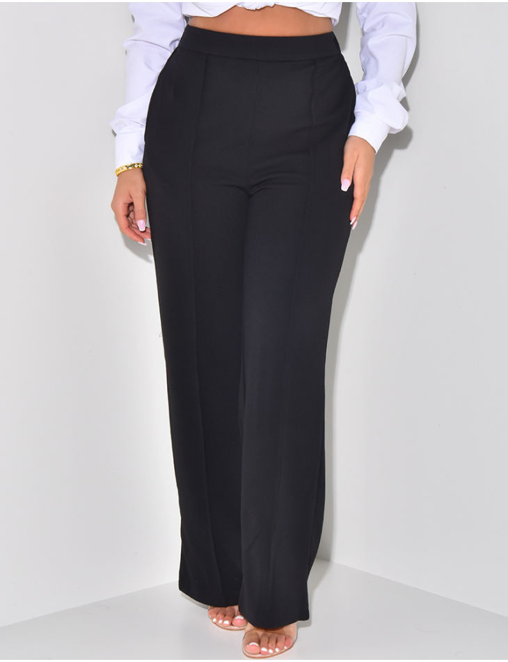 Pantalon de tailleur droit à bandes  Pantalon de tailleur droit à bandes