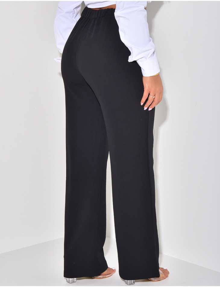 Pantalon de tailleur droit à bandes  Pantalon de tailleur droit à bandes