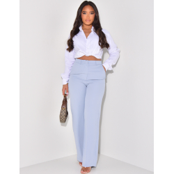 High-waisted, wide-leg tailored pants