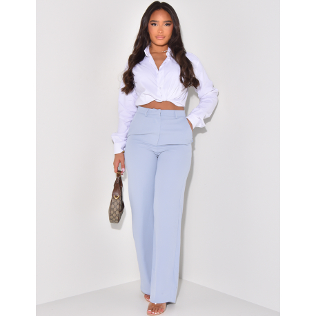 Pantalon de tailleur taille haute coupe large