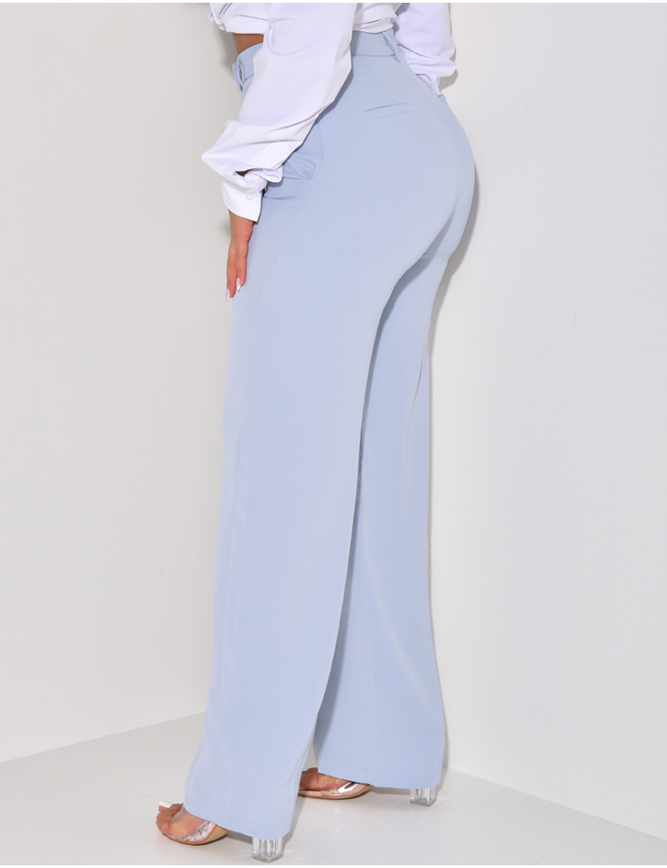 High-waisted, wide-leg tailored pants