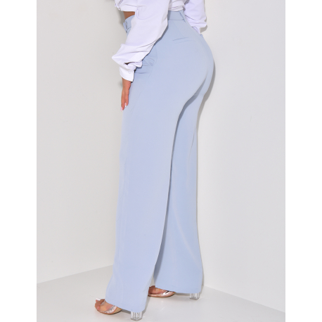 High-waisted, wide-leg tailored pants