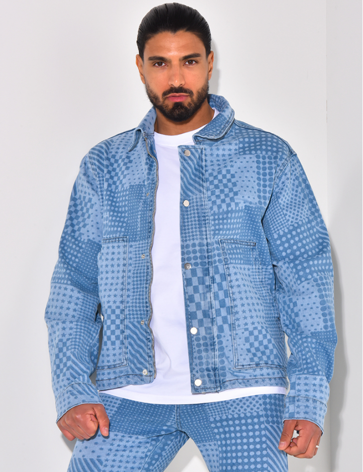 Gemusterte Jeansjacke