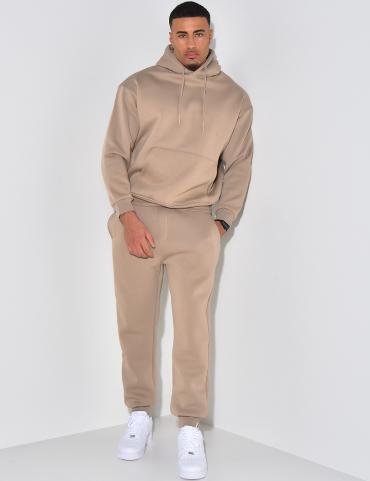 Plain fleece trousers and hoodie set Plain fleece trousers and hoodie set