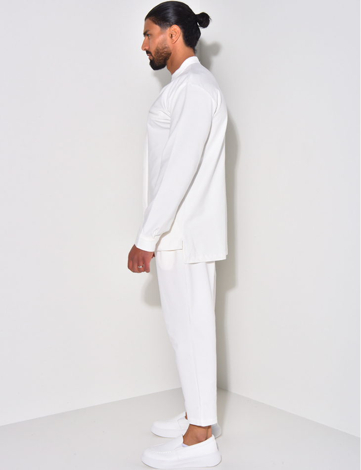 Round-neck trousers and shirt set