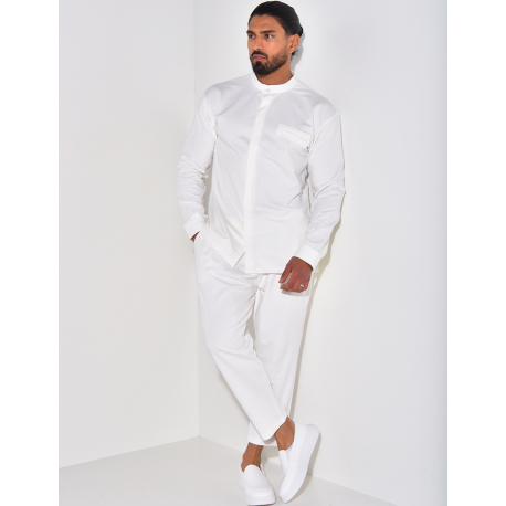 Round-neck trousers and shirt set