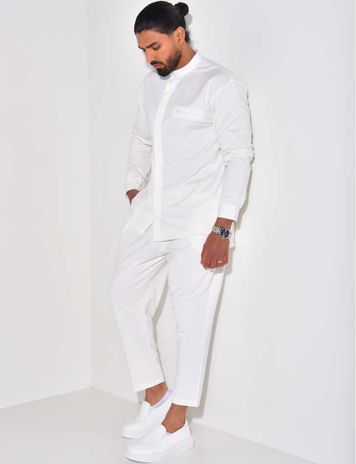 Round-neck trousers and shirt set