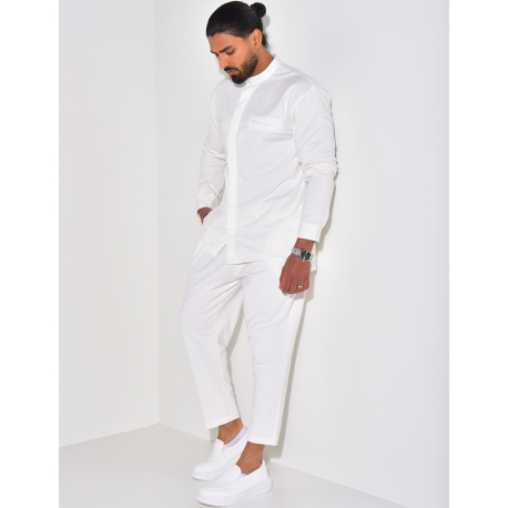 Round-neck trousers and shirt set