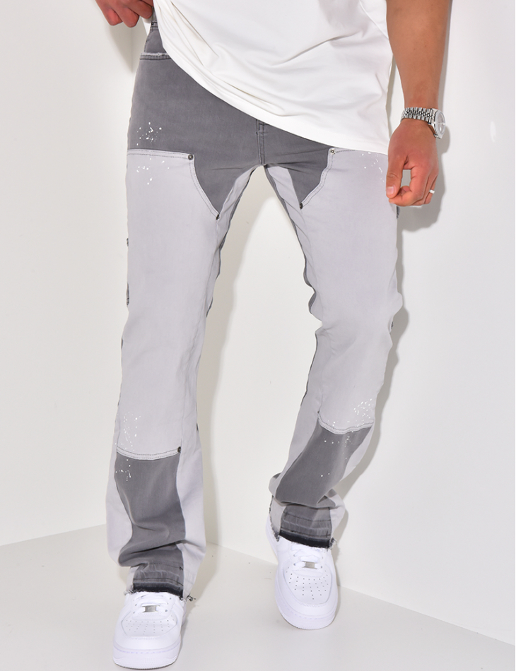 Jeans bi-color à empiècements Jeans bi-color à empiècements