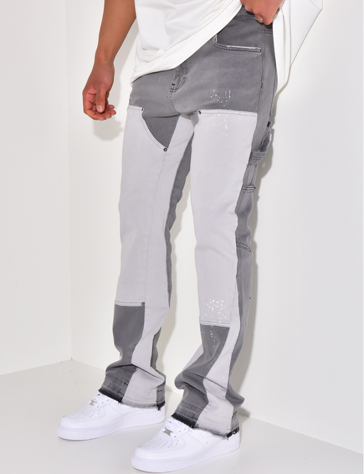 Jeans bi-color à empiècements Jeans bi-color à empiècements