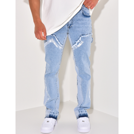 Jeans effilé à taches de peinture Jeans effilé à taches de peinture