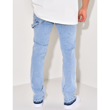 Jeans effilé à taches de peinture Jeans effilé à taches de peinture